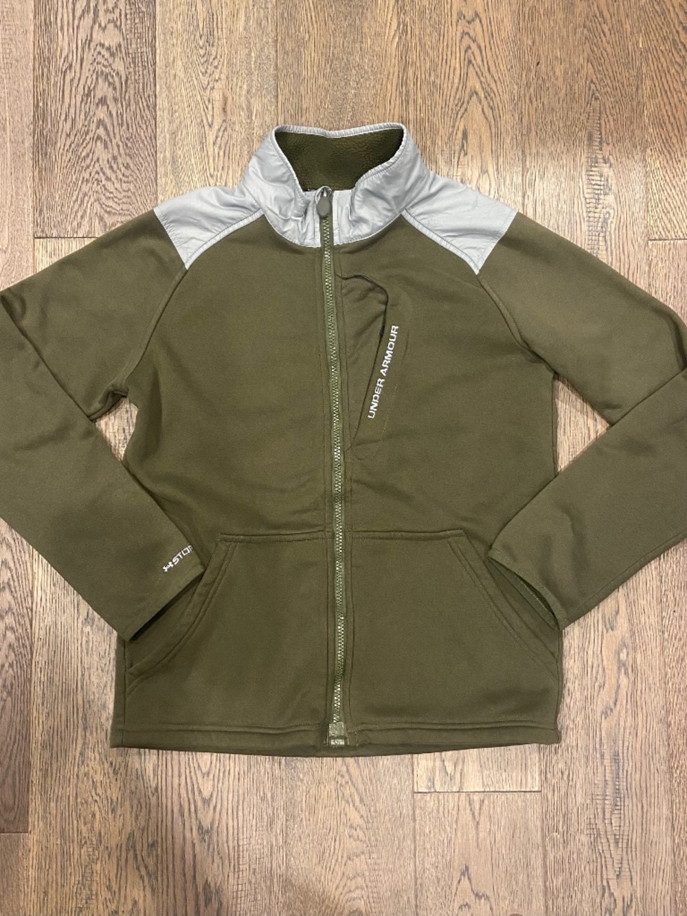 EUC: Boys Under Armour Storm1 Full-Zip Olive Green Fleece Jacket YLG (14-16 yrs)
